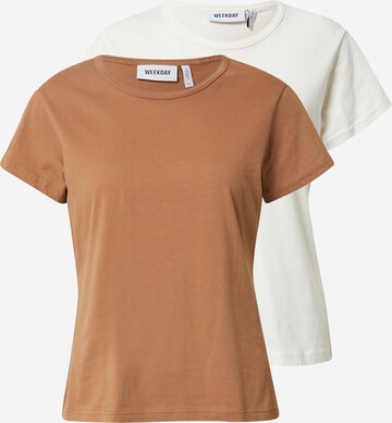 T-shirt WEEKDAY en marron : devant