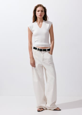 Tops en tricot 'CANELONS' MANGO en blanc