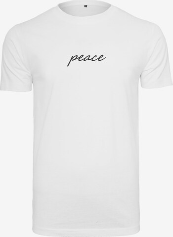 Mister Tee Shirt 'Peace Wording' in Wit: voorkant