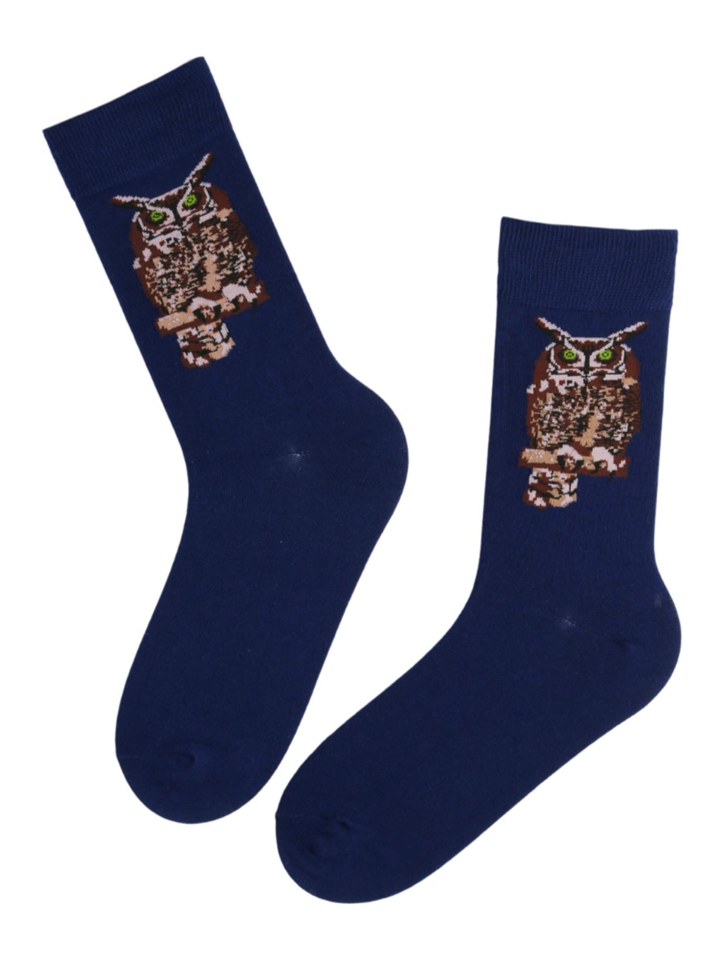 Sokisahtel Socken 'DERRICK cotton socks with owls' in 36-40 in dunkelblau, Produktansicht