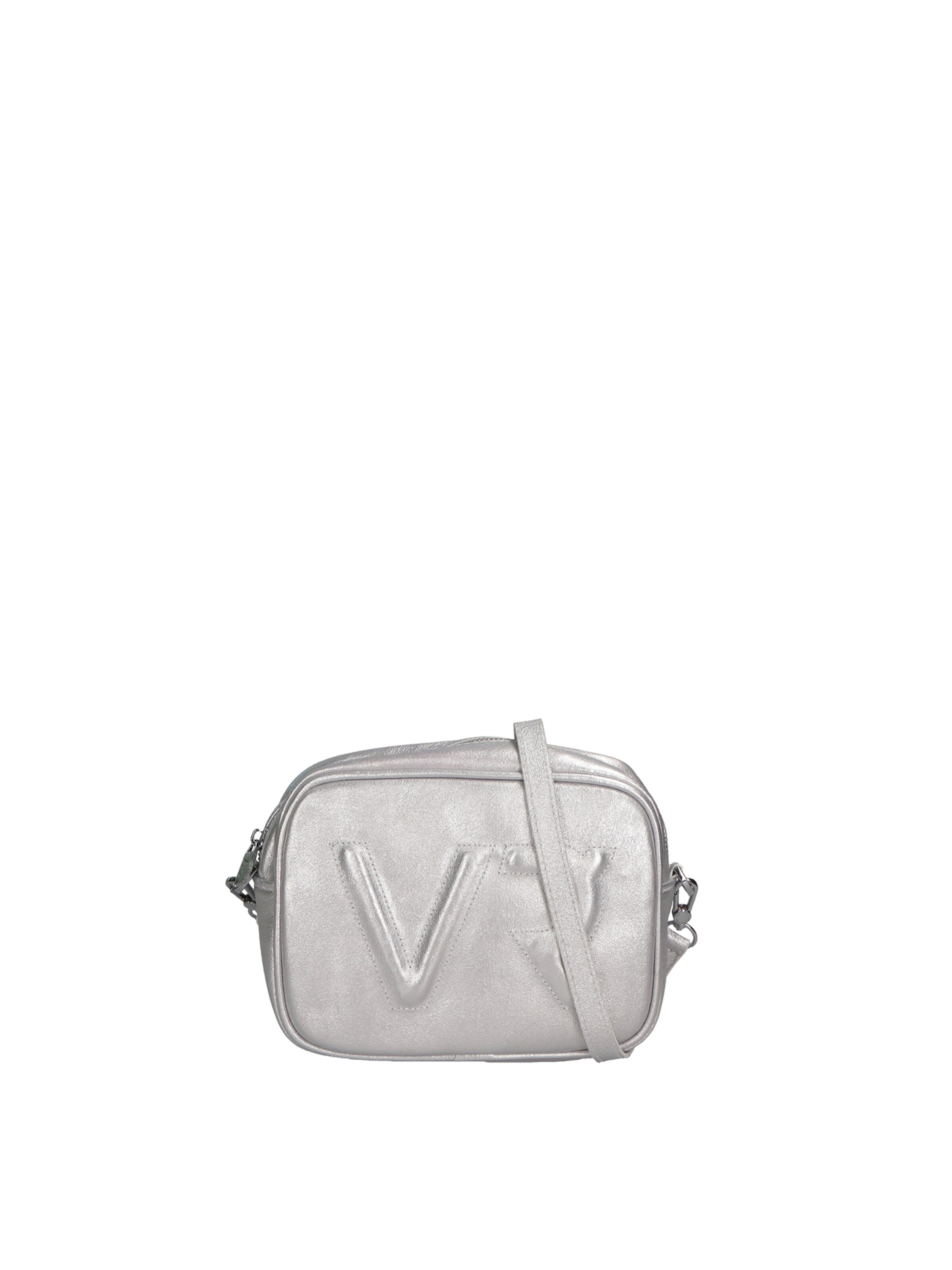 Borsa a tracolla 'Borsa a Tracolla Donna Pelle Laminata con Zip' di Virginia Rhinè in argento: frontale