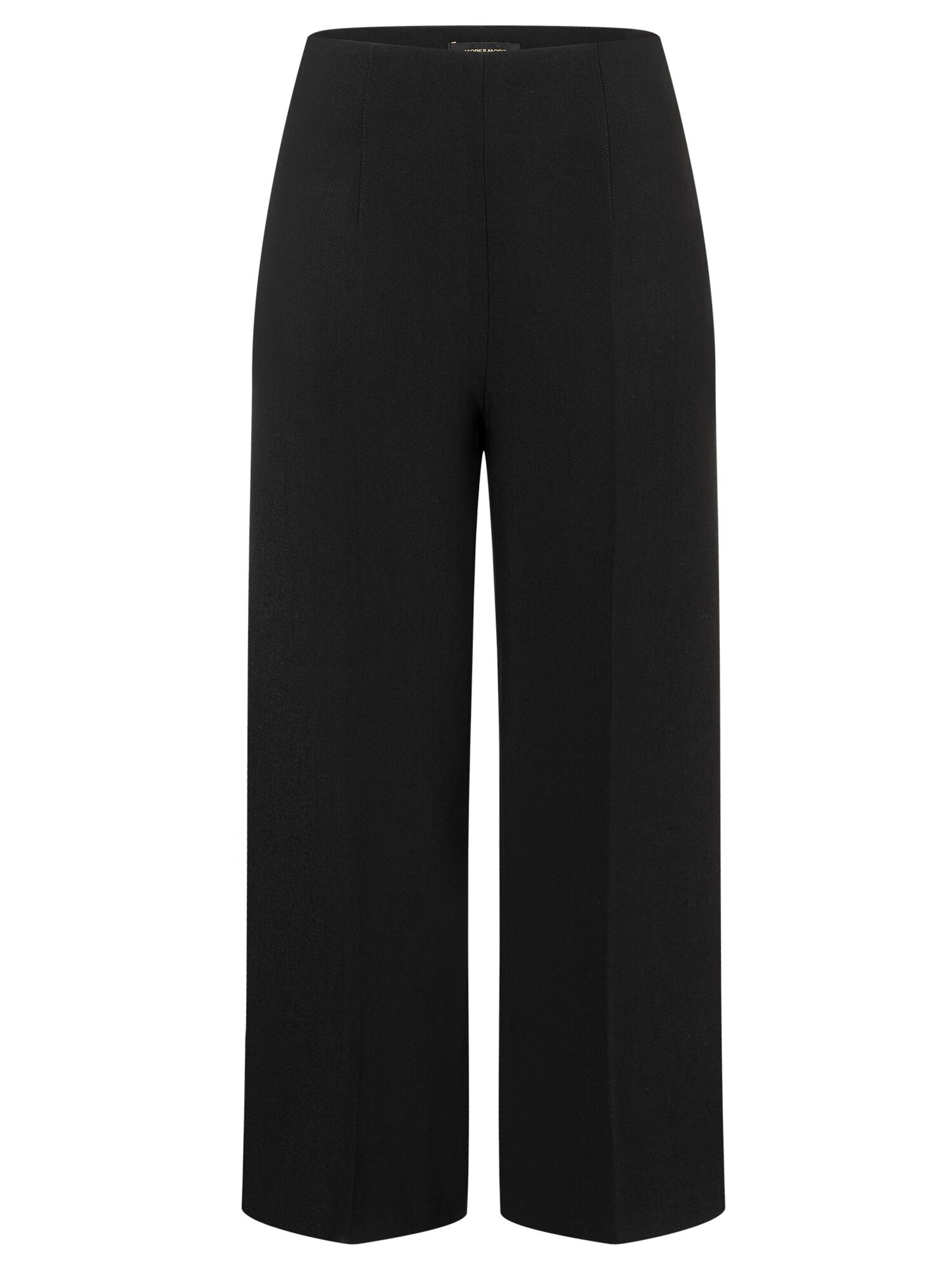 MORE & MORE Wide leg Trousers with creases in Black: front