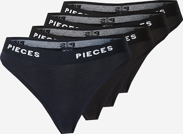 PIECES Thong in Black: front