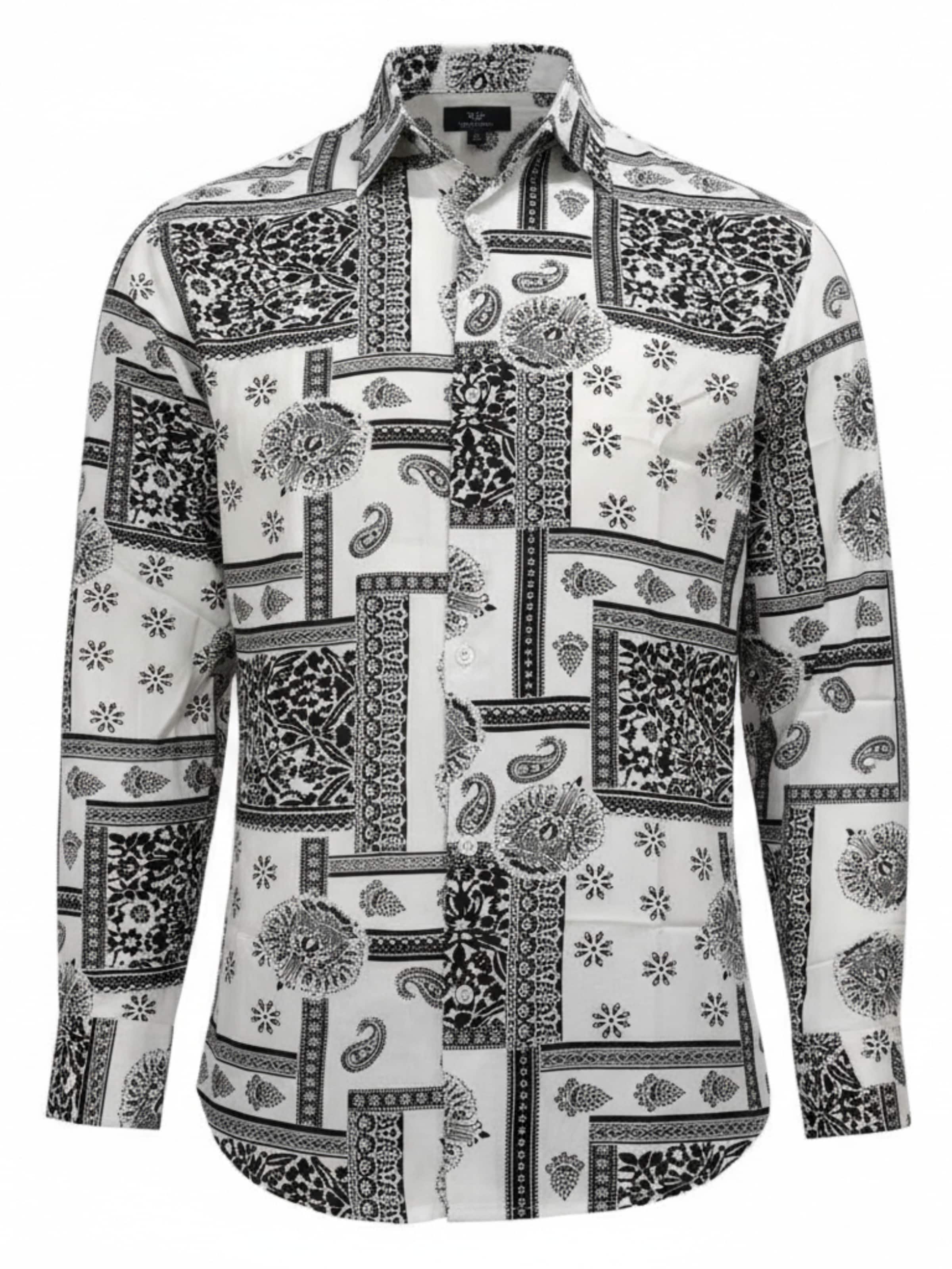 Radwa Button Up Shirt 'Men's Viscose multicolor pattern shirt' in White: front
