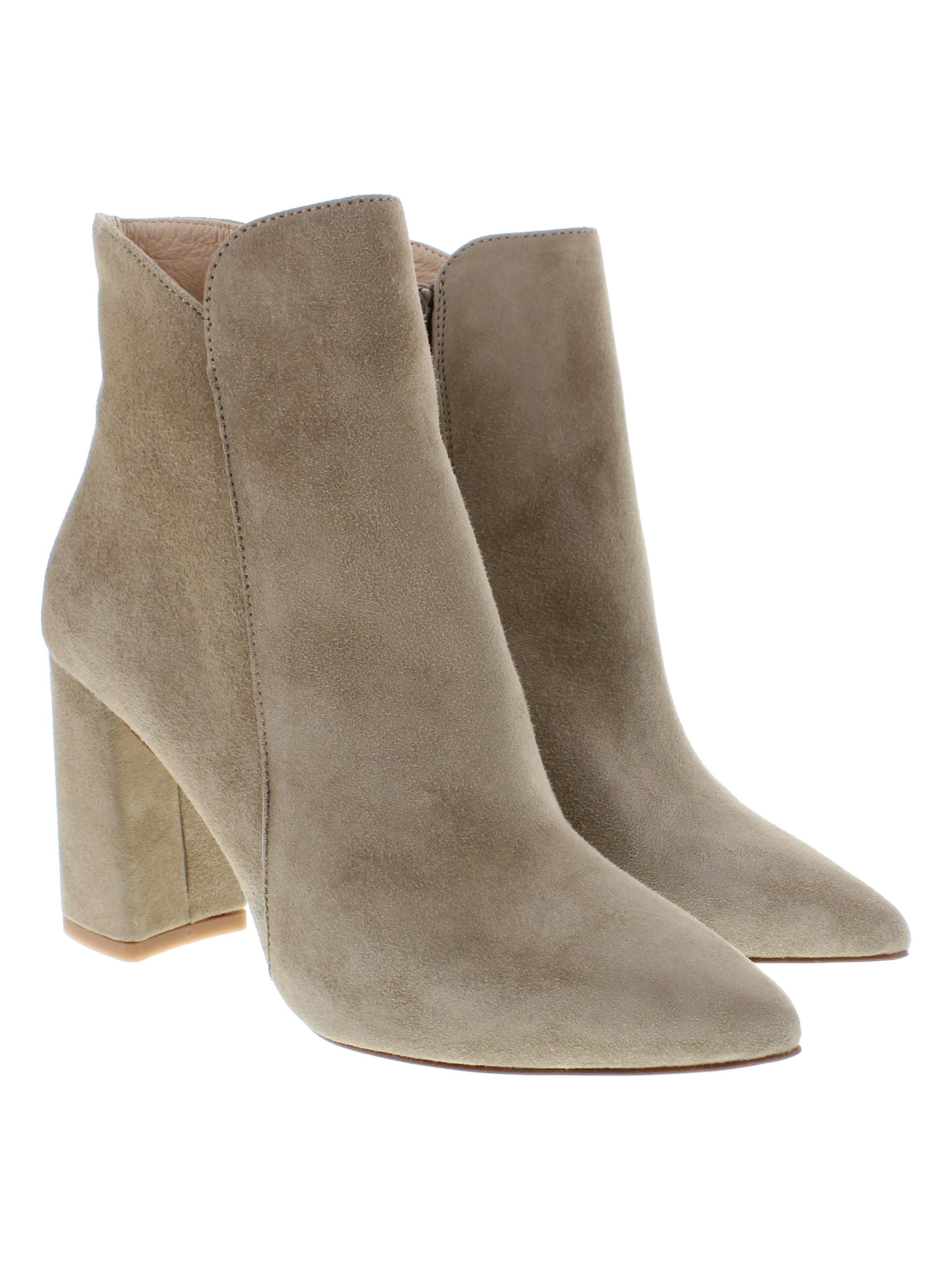 XAVER LUIS Schuhmanufaktur Booties 'VERO - Spitze Stiefelette mit Blockabsatz' in Beige