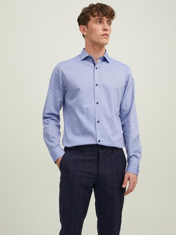 JACK & JONES Slim fit Button Up Shirt 'Royal' in Blue: front