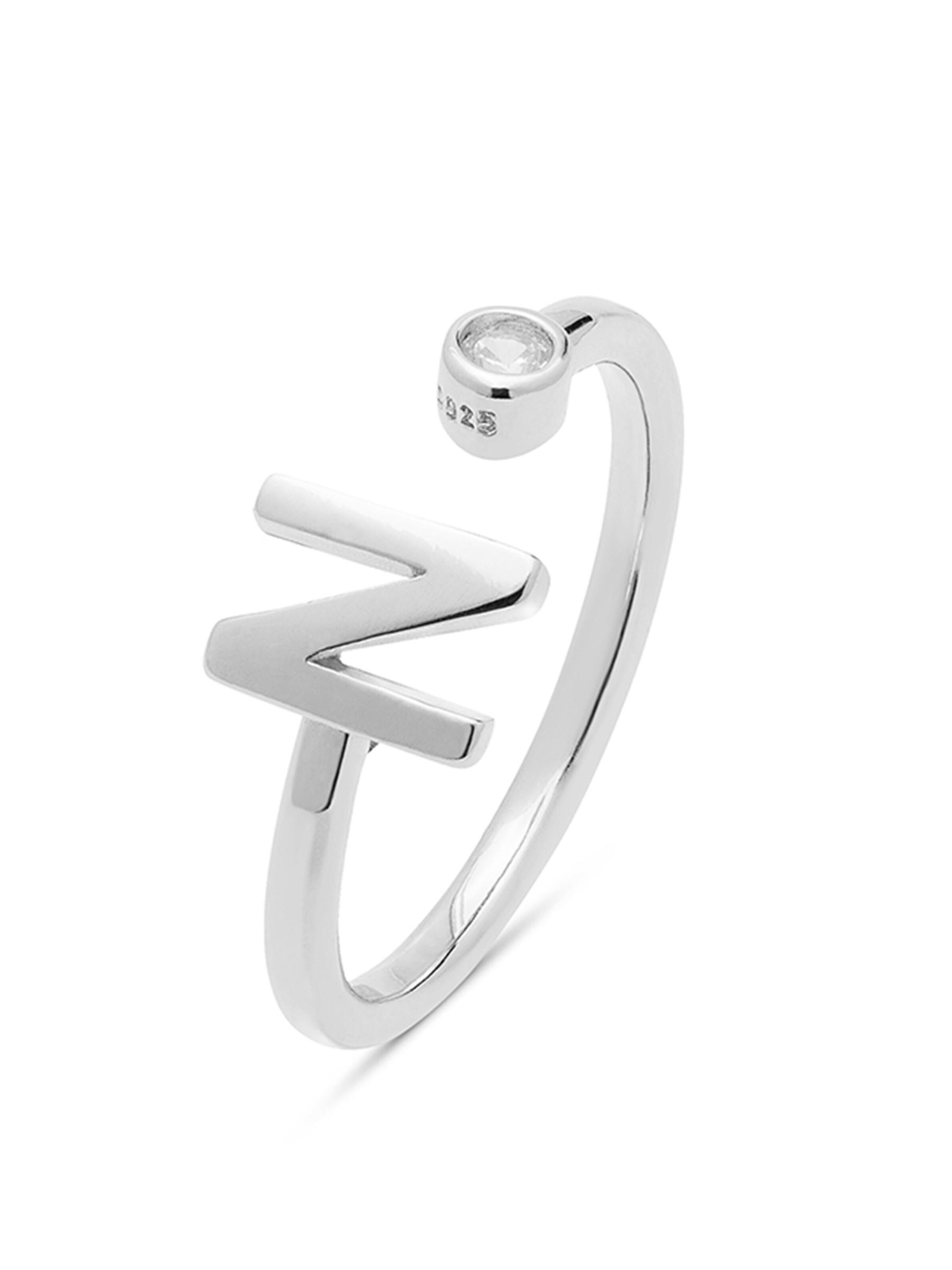 Luxenter Ring 'Alphabet N'‌‌ in Silber: Vorderseite
