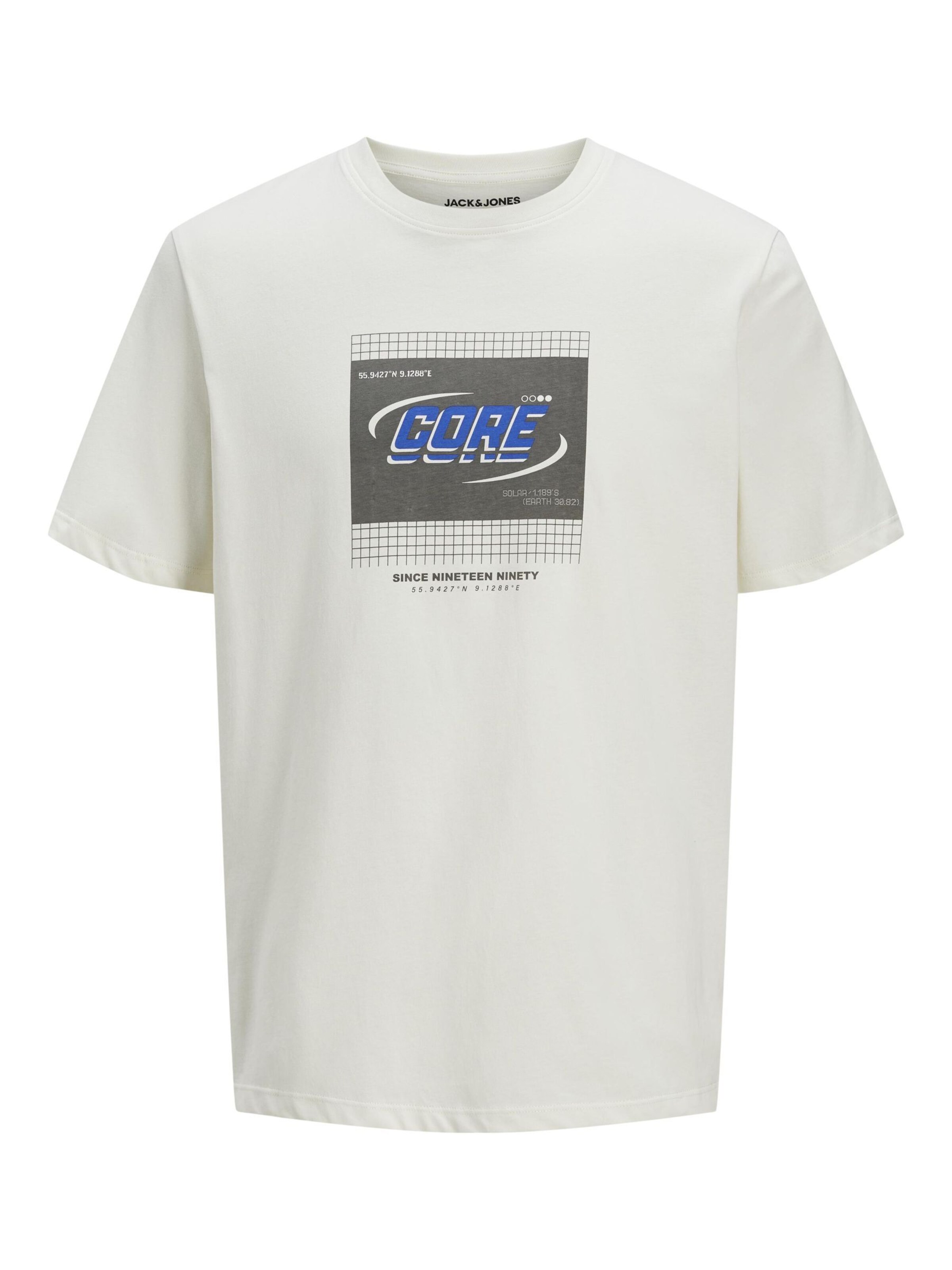 JACK & JONES T-Shirt en bleu / noir / blanc, Vue avec produit