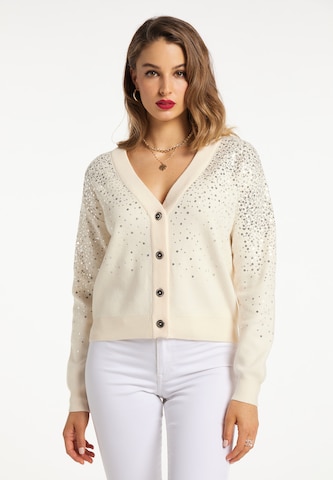 faina Gebreid vest in Beige: voorkant