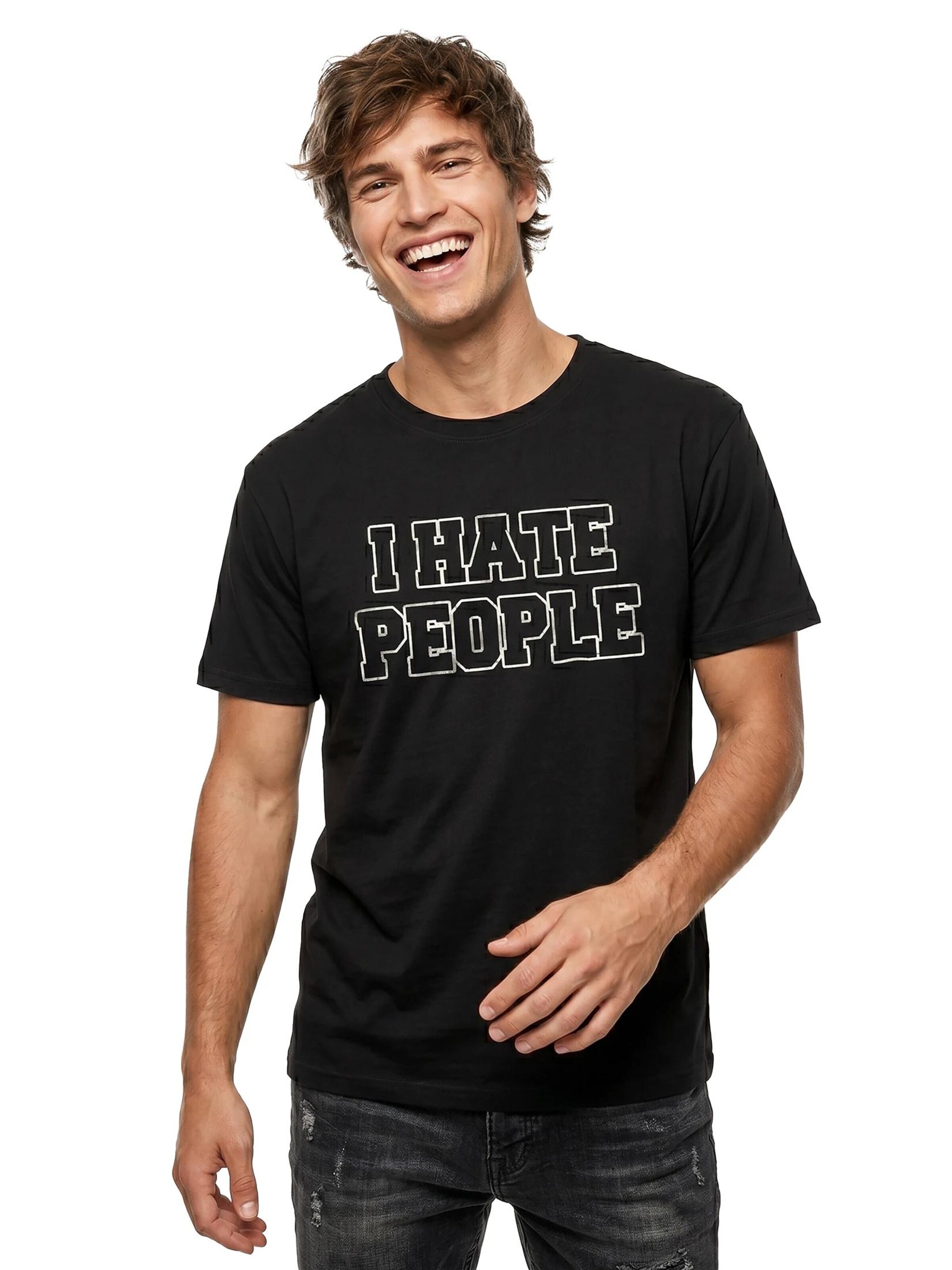 MAKAYA Shirt 'IHatePeople' in Black
