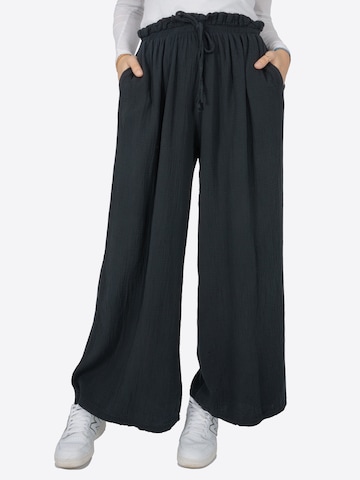 Seasons of April Wide leg Broek 'Texder' in Zwart: voorkant
