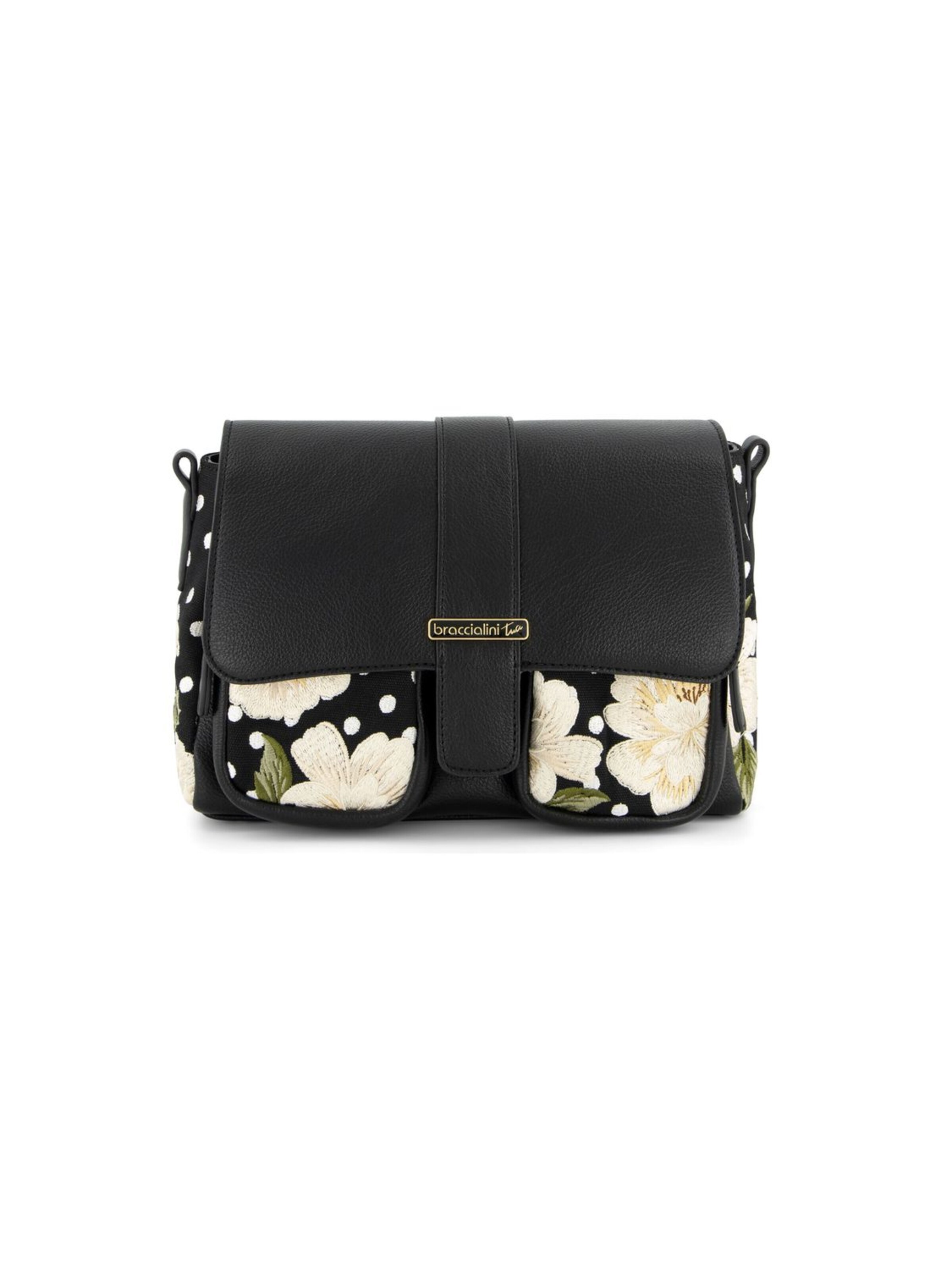 Borsa a spalla 'Queen' di Braccialini in nero: frontale