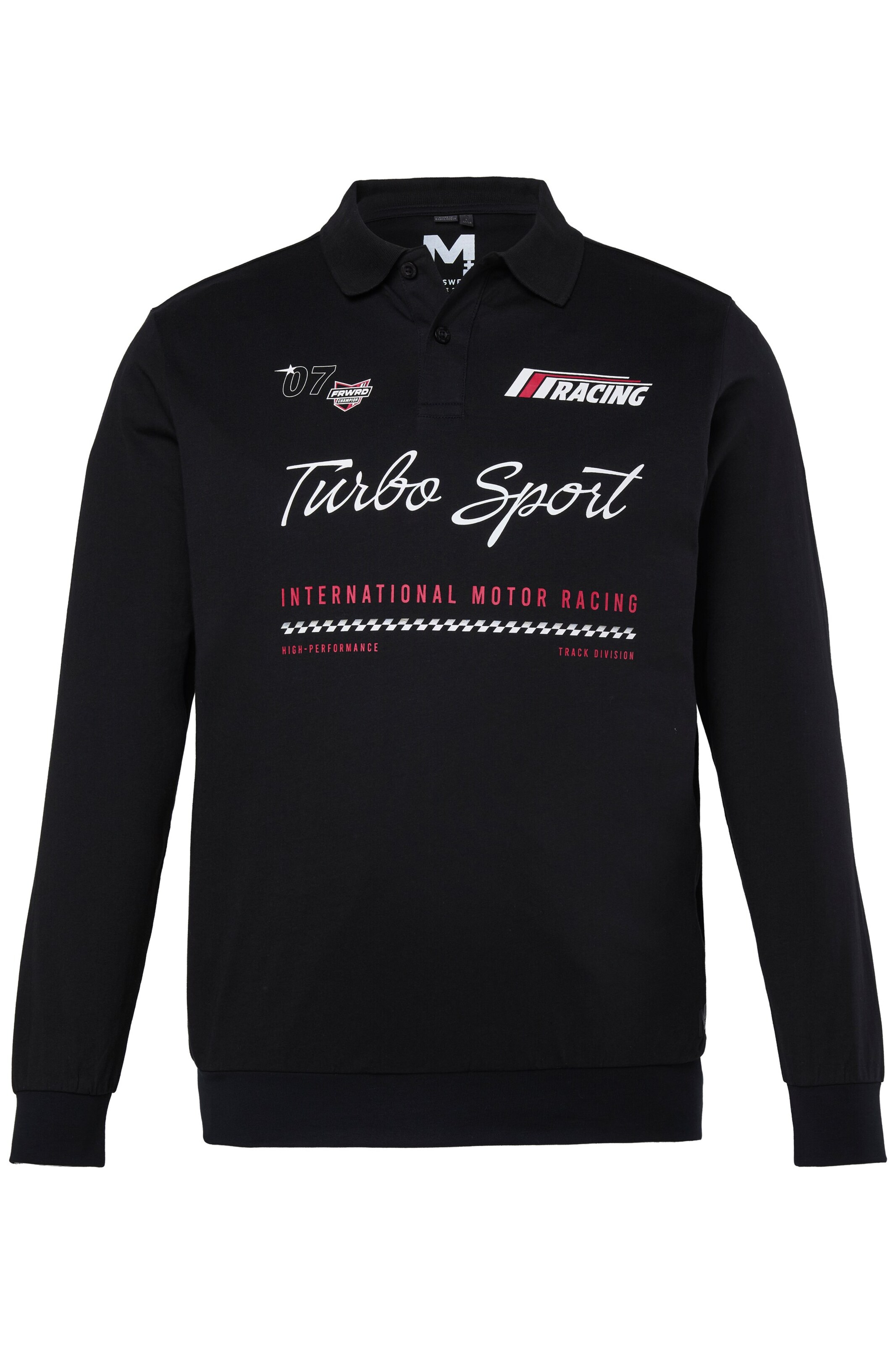 Men Plus Poloshirt in Schwarz: Vorderseite