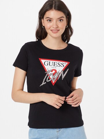 Tricou de la GUESS pe negru: față