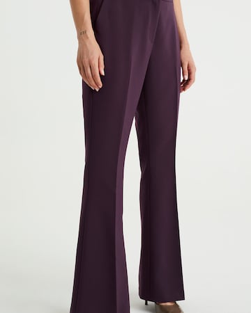 WE Fashion Flared Trousers with creases in Purple