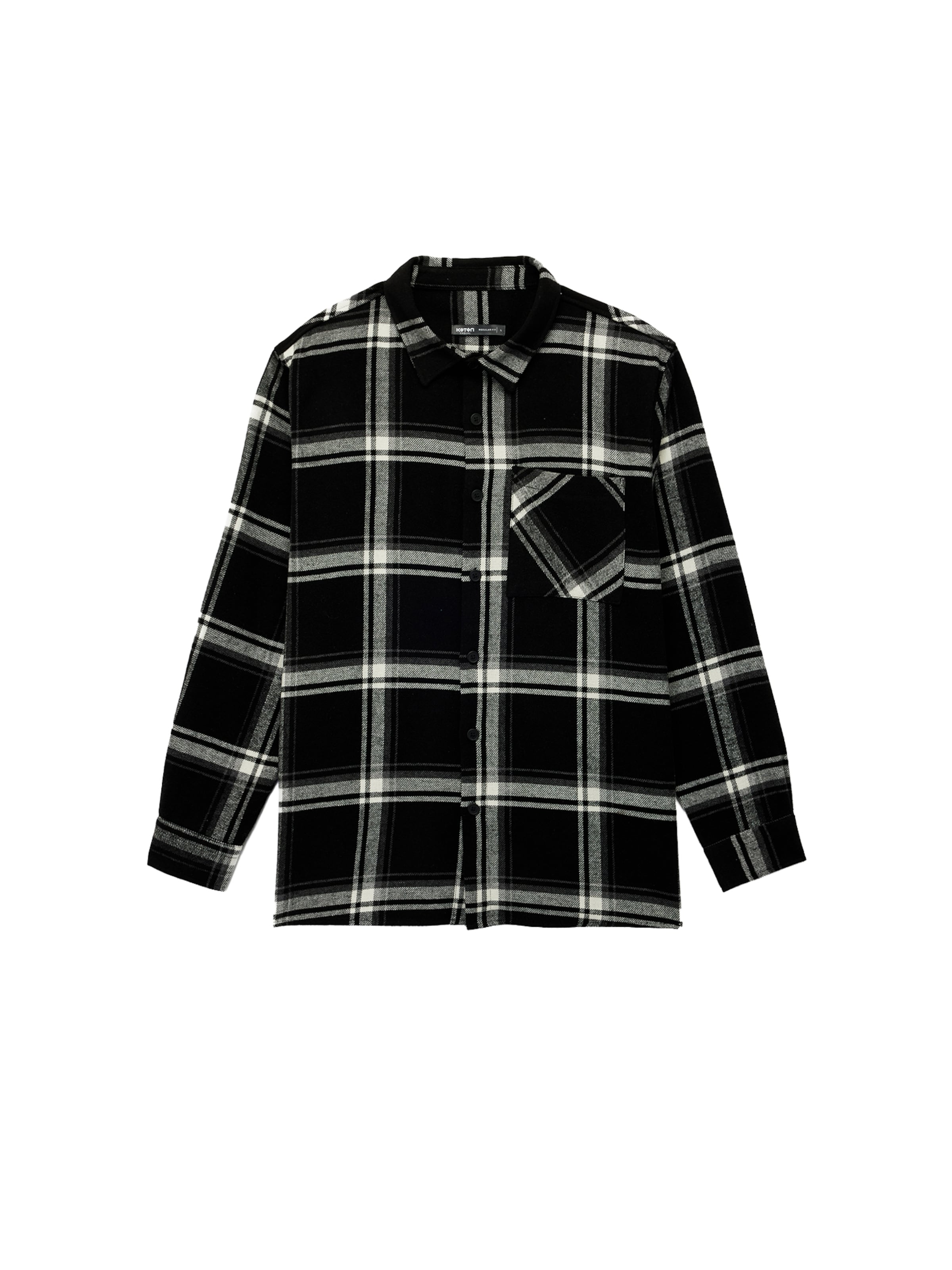 Koton Regular fit Button Up Shirt in Black: front