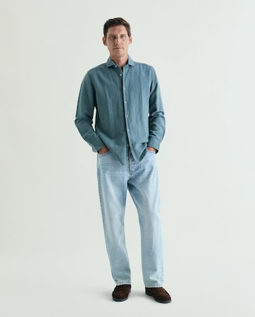 Scalpers Regular Fit Vintage Linen Shirt ' ' in Grün: Vorderseite