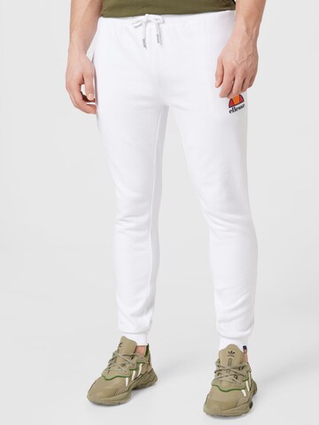 ELLESSE Tapered Workout Pants 'Ovest' in White: front