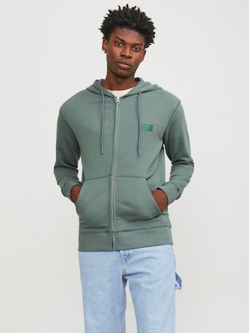 JACK & JONES Кофта на молнии в Зеленый: спереди