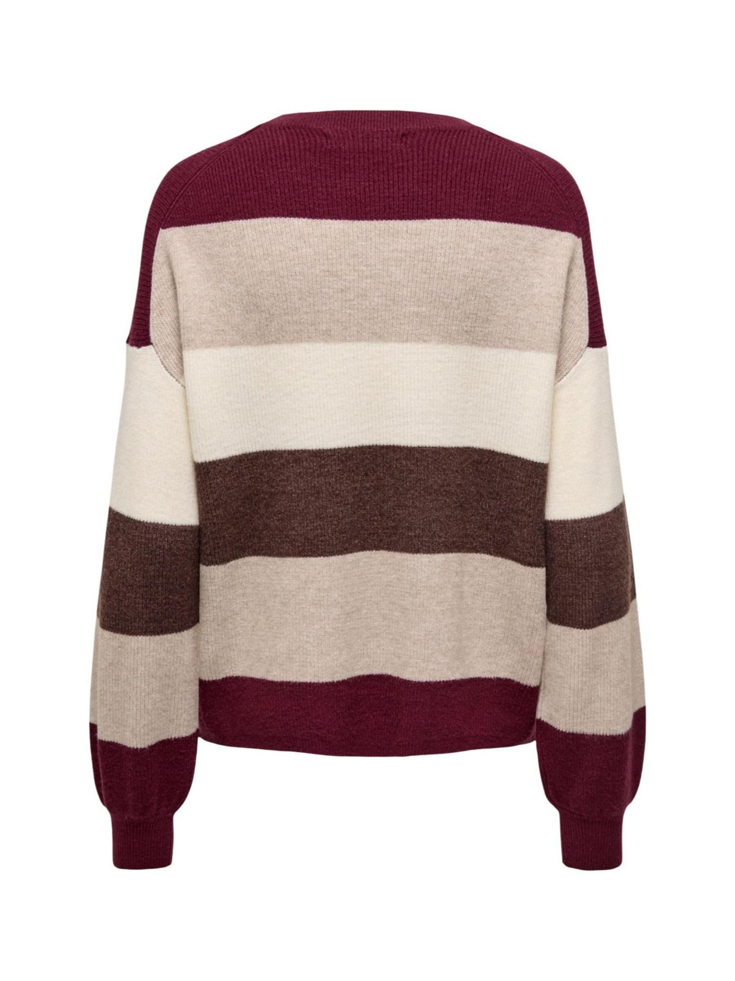Pullover 'ONLATIA L/S STRIPE PULLOV KNT NOOS 15220044' di ONLY in rosso