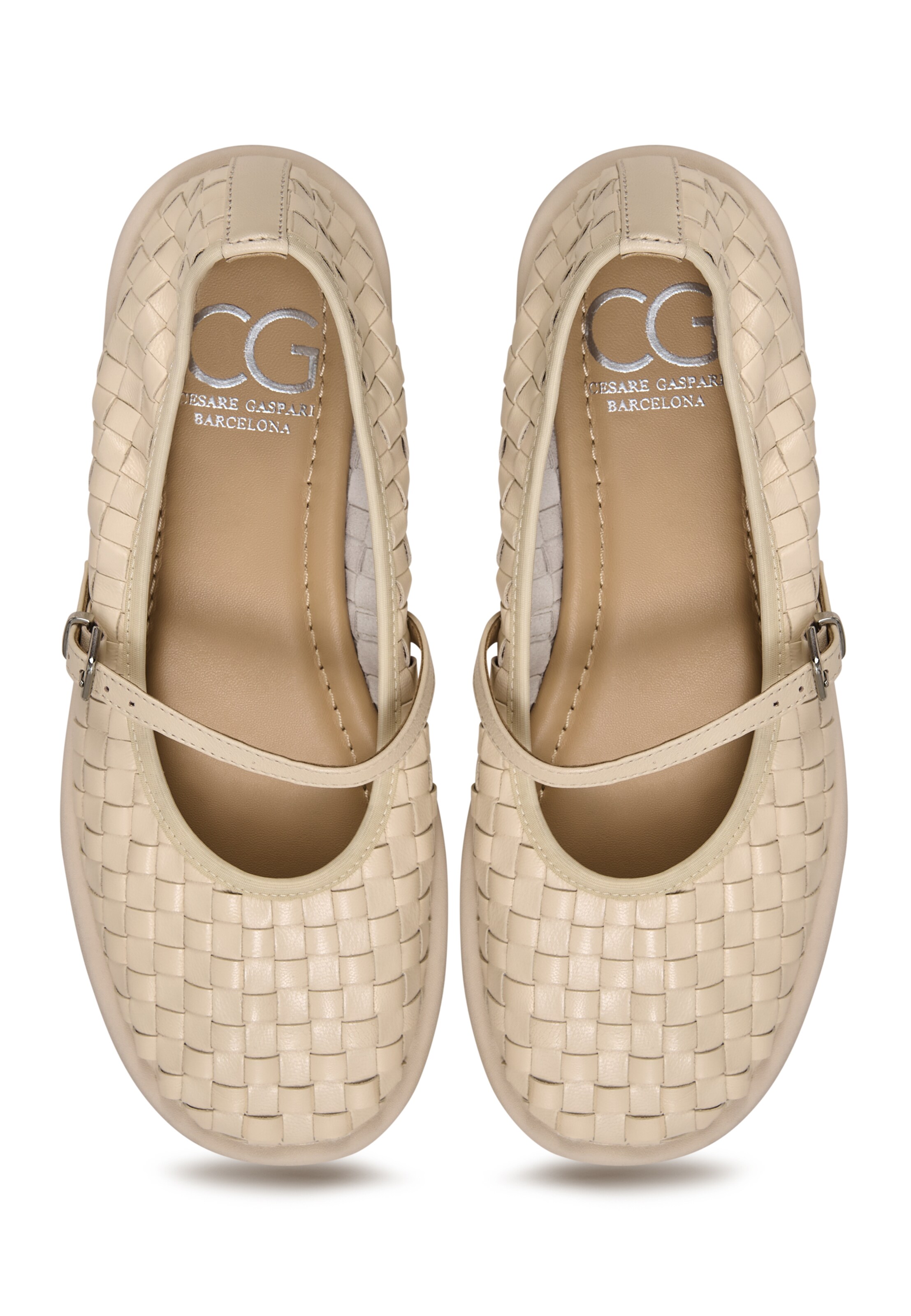 CESARE GASPARI Ballerina met riempjes in Wit