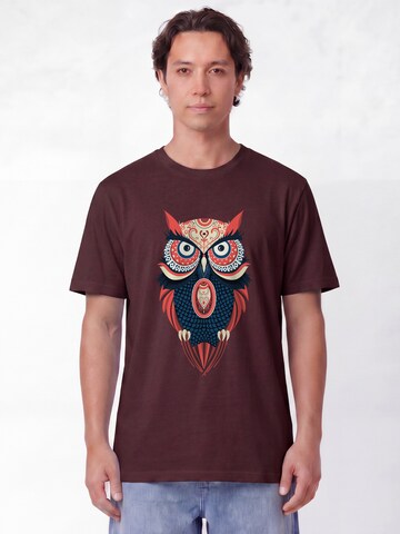 Maglietta 'Colorful Owl' di Watapparel in rosso: frontale