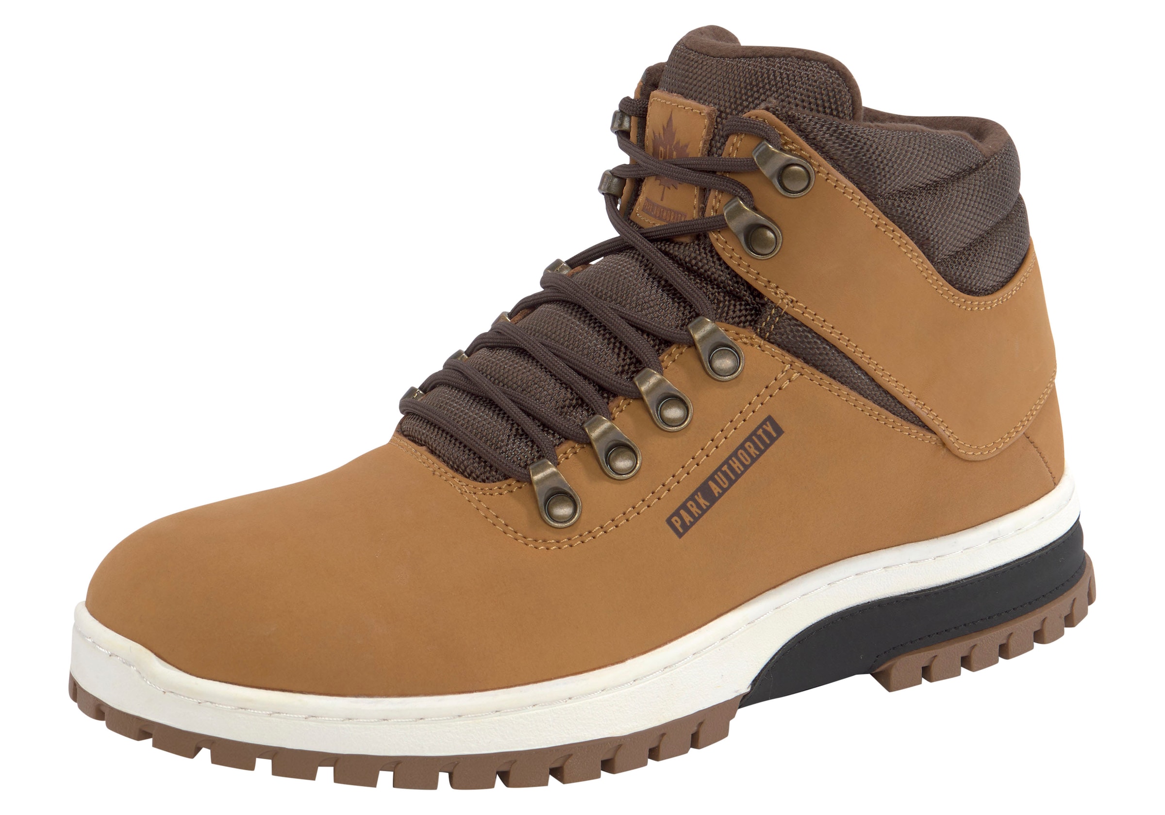 PARK AUTHORITY by K1X Lace-Up Boots 'Play Hard Territory Superior' in Brown: front