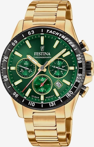 FESTINA Analogové hodinky 'Chronograph Timeless Chronograph' – zelená: přední strana