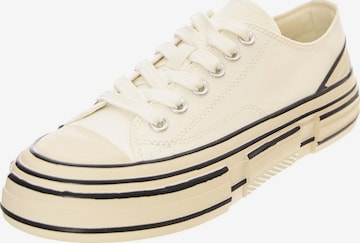 Jeffrey Campbell Sportieve veterschoen 'JC Play Endorphin-H Canvas White Shoes' in Wit: voorkant