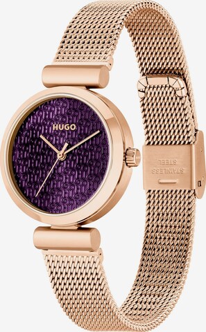 HUGO Red Analog Watch in Gold