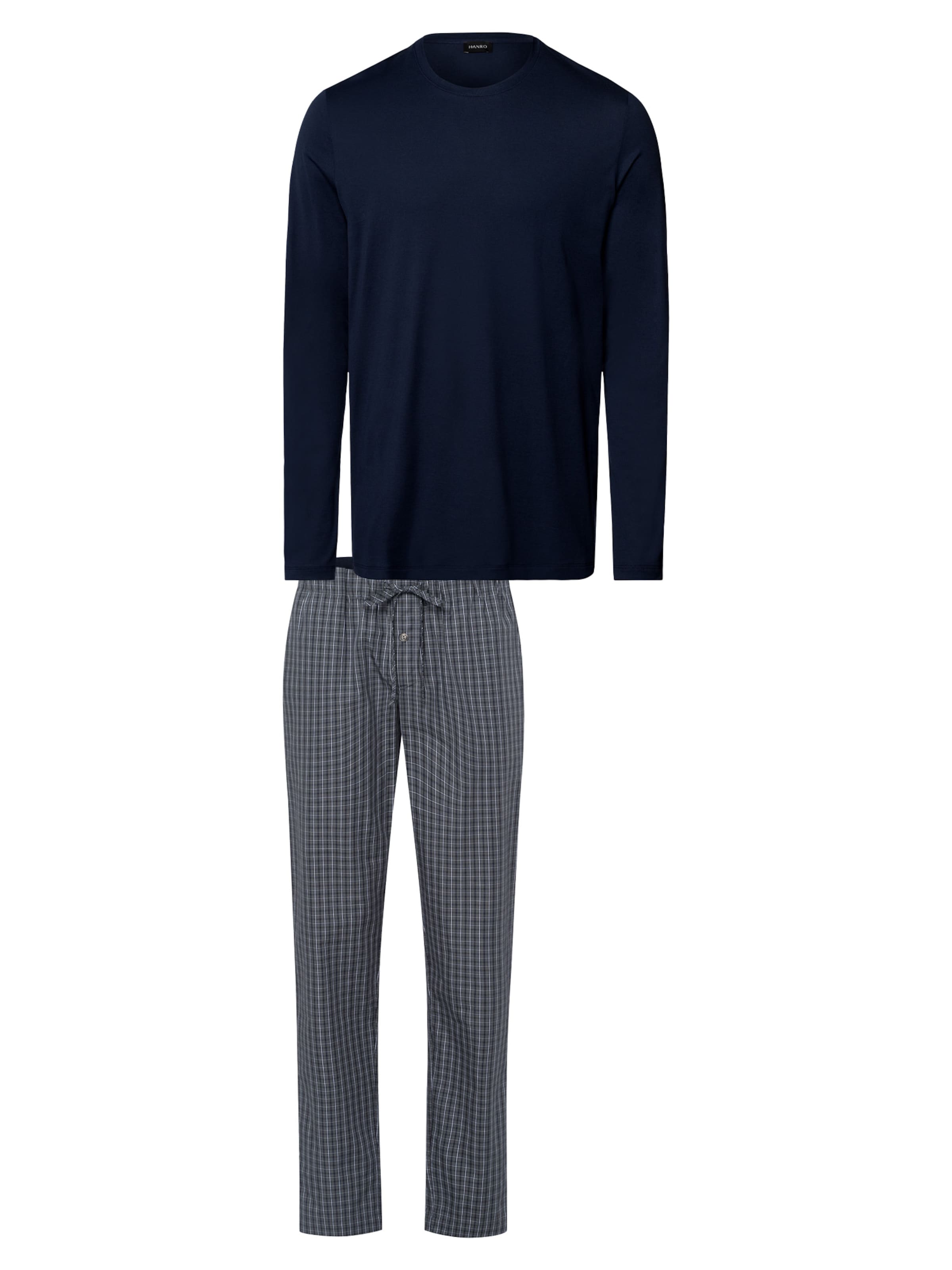 Hanro Pajamas long 'Night & Day' in Blue: front