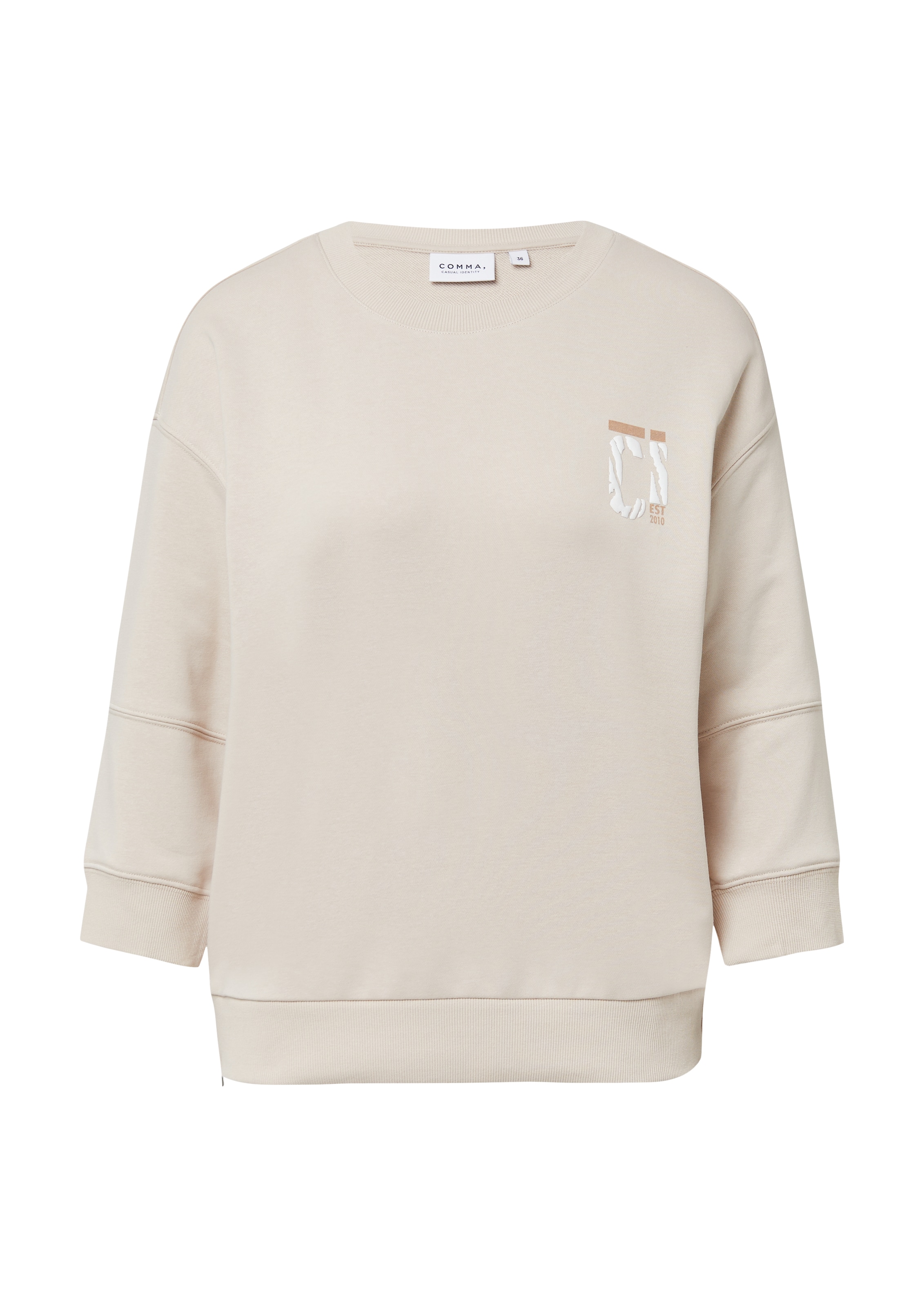 Sweat-shirt comma casual identity en beige : devant