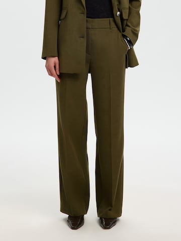 SELECTED Trousers with creases 'SLFRita' in Green: front