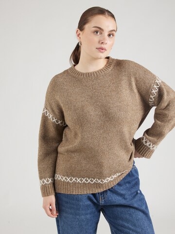 ONLY Carmakoma Pulover 'Caramanda' | rjava barva: sprednja stran
