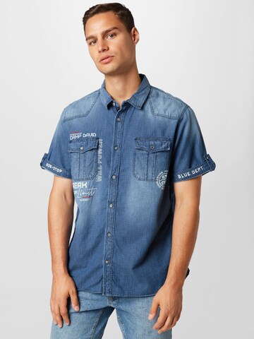 CAMP DAVID Regular fit Button Up Shirt in Blue: front