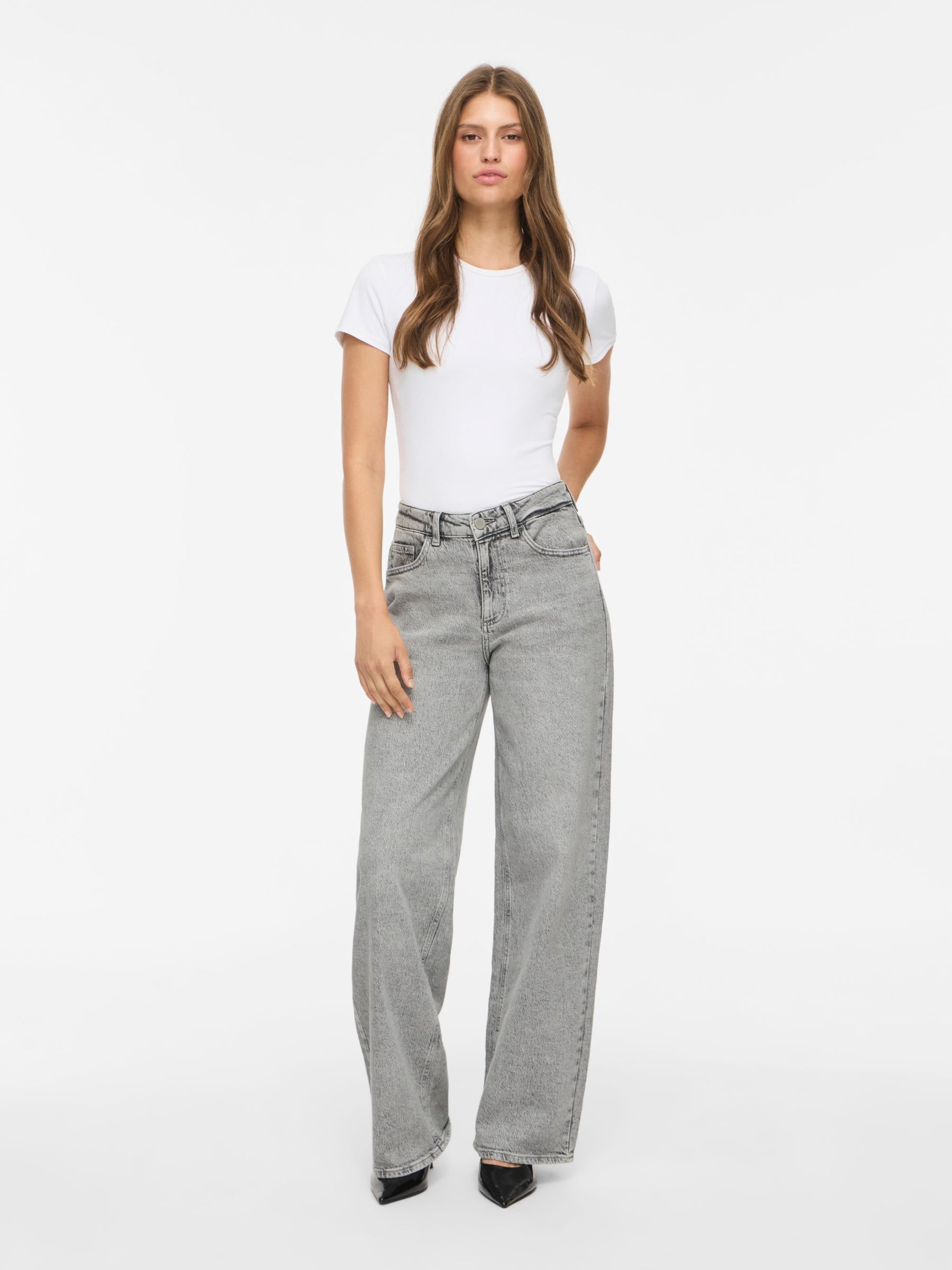 Wide leg Jeans 'VIFREYA' di VILA in grigio: frontale