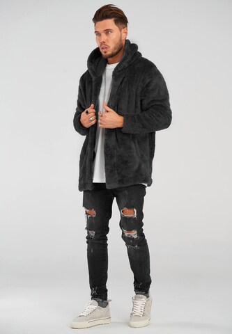 behype Knit Cardigan 'HOOD' in Black