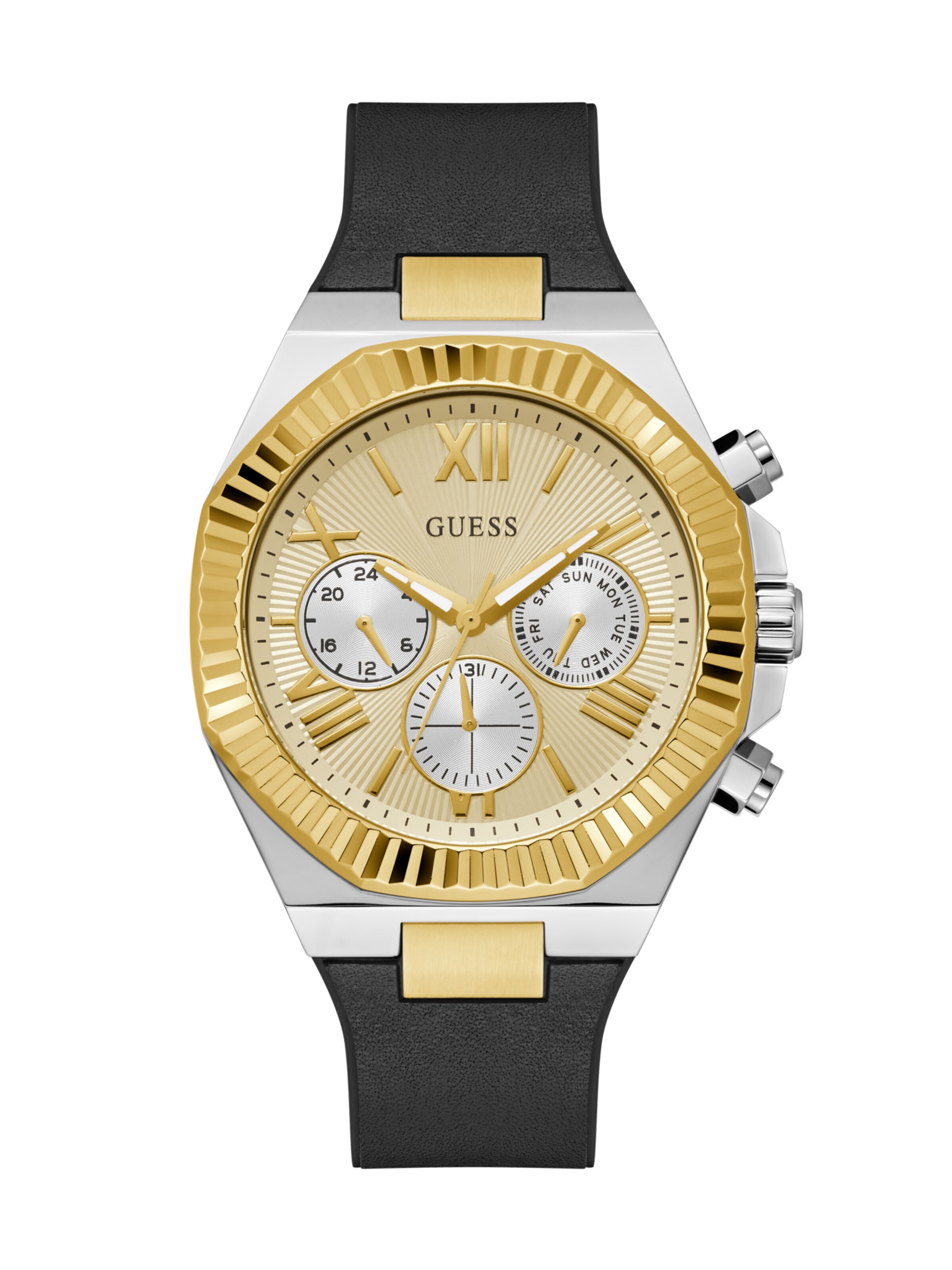 GUESS Analoguhr ' EQUITY ' in Schwarz: Vorderseite