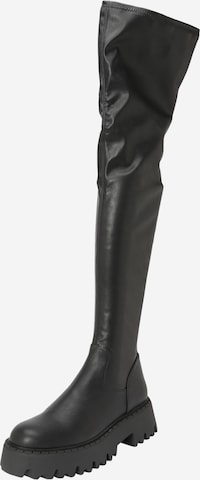 STEVE MADDEN Overknees 'OUTSOURCE' i svart: framsida