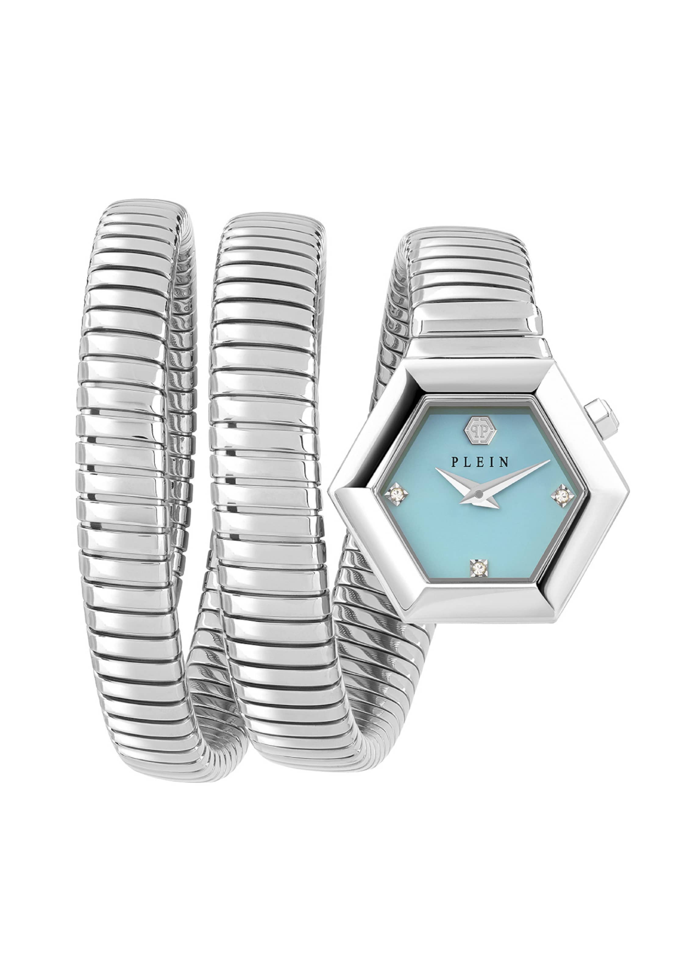 Montre à affichage analogique 'Snake Hexagon' Philipp Plein Watches en argent : devant