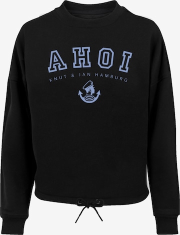 F4NT4STIC Sweatshirt 'Ahoi Knut & Jan Hamburg' in Schwarz: predná strana