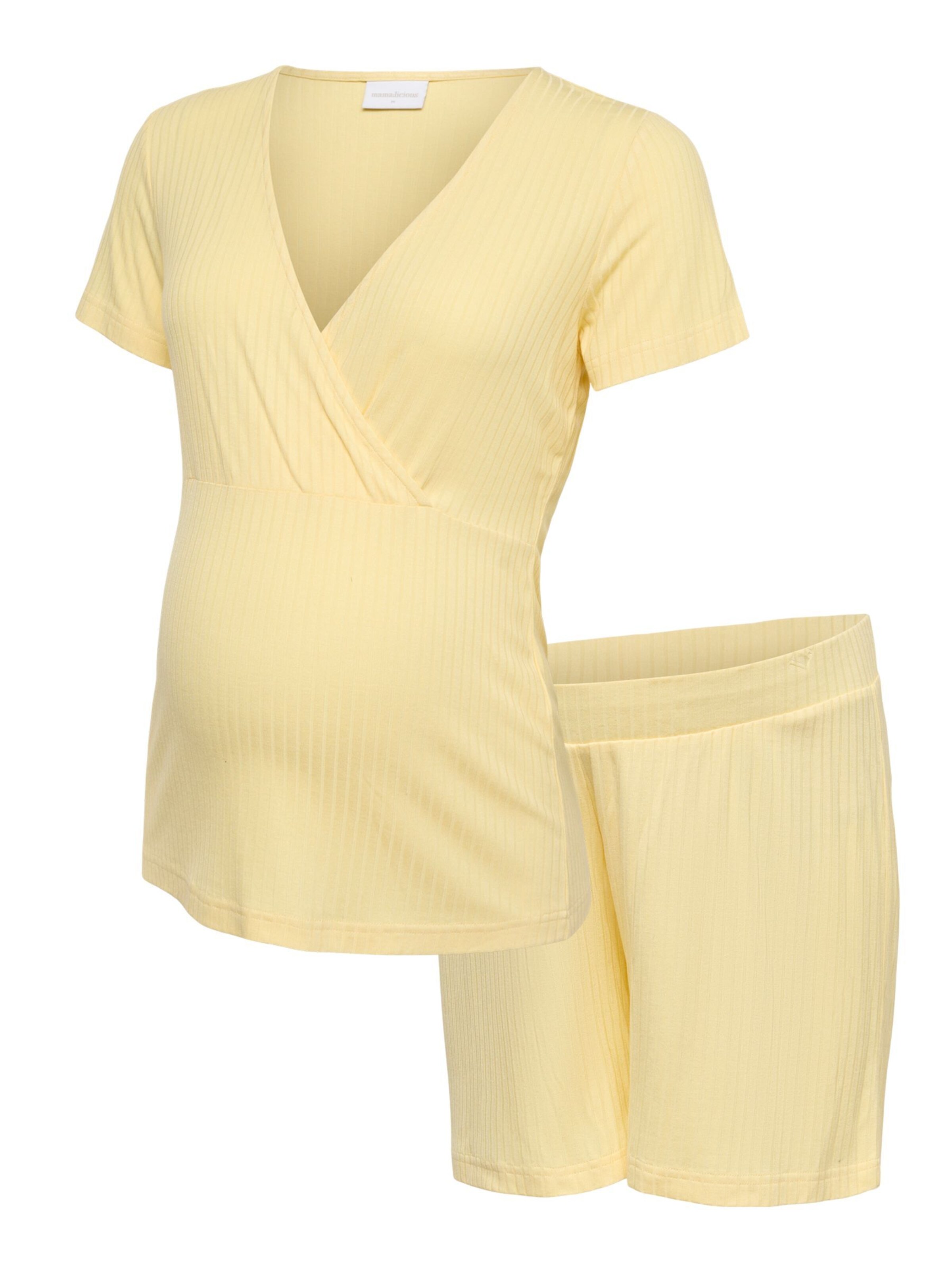 MAMALICIOUS Short Pajama Set in Yellow: front