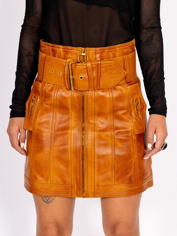 Jupe 'Lederrock im A-Style Used Look' Be  Noble en marron