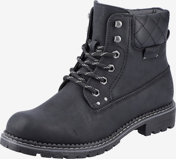 Rieker Lace-Up Ankle Boots in Black: front