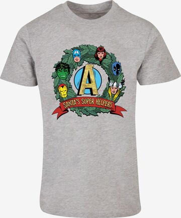 ABSOLUTE CULT T-Shirt 'Marvel - Santa's Super Helpers' in Grau: predná strana