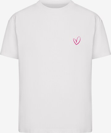 Urban Classics - Camisa 'Rainbow Heart' em branco: frente