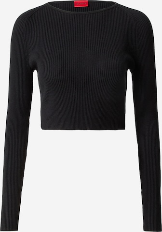 HUGO Sweater 'Sanderiny' in Black: front
