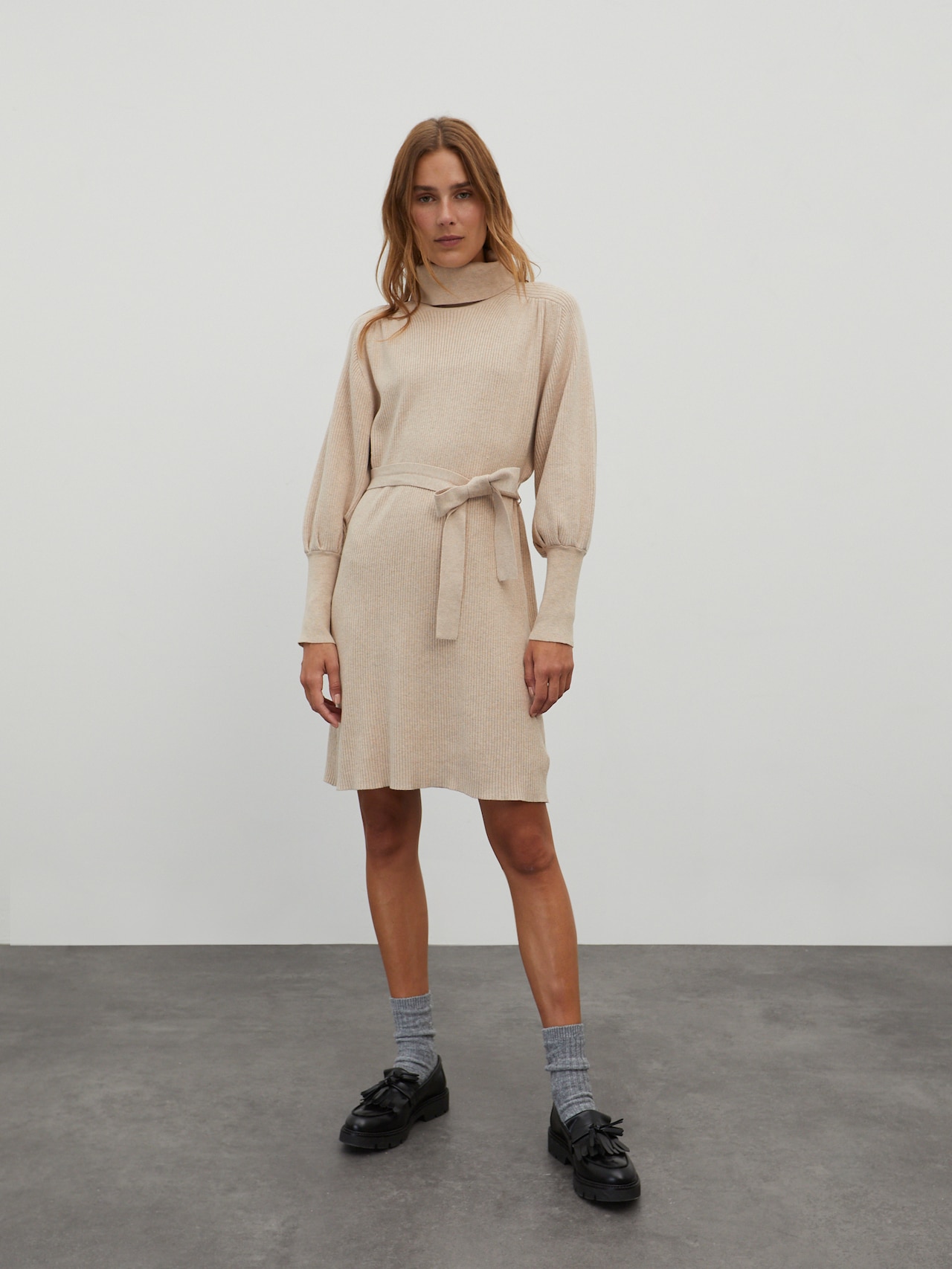 EDITED Gebreide jurk 'Malene' Beige