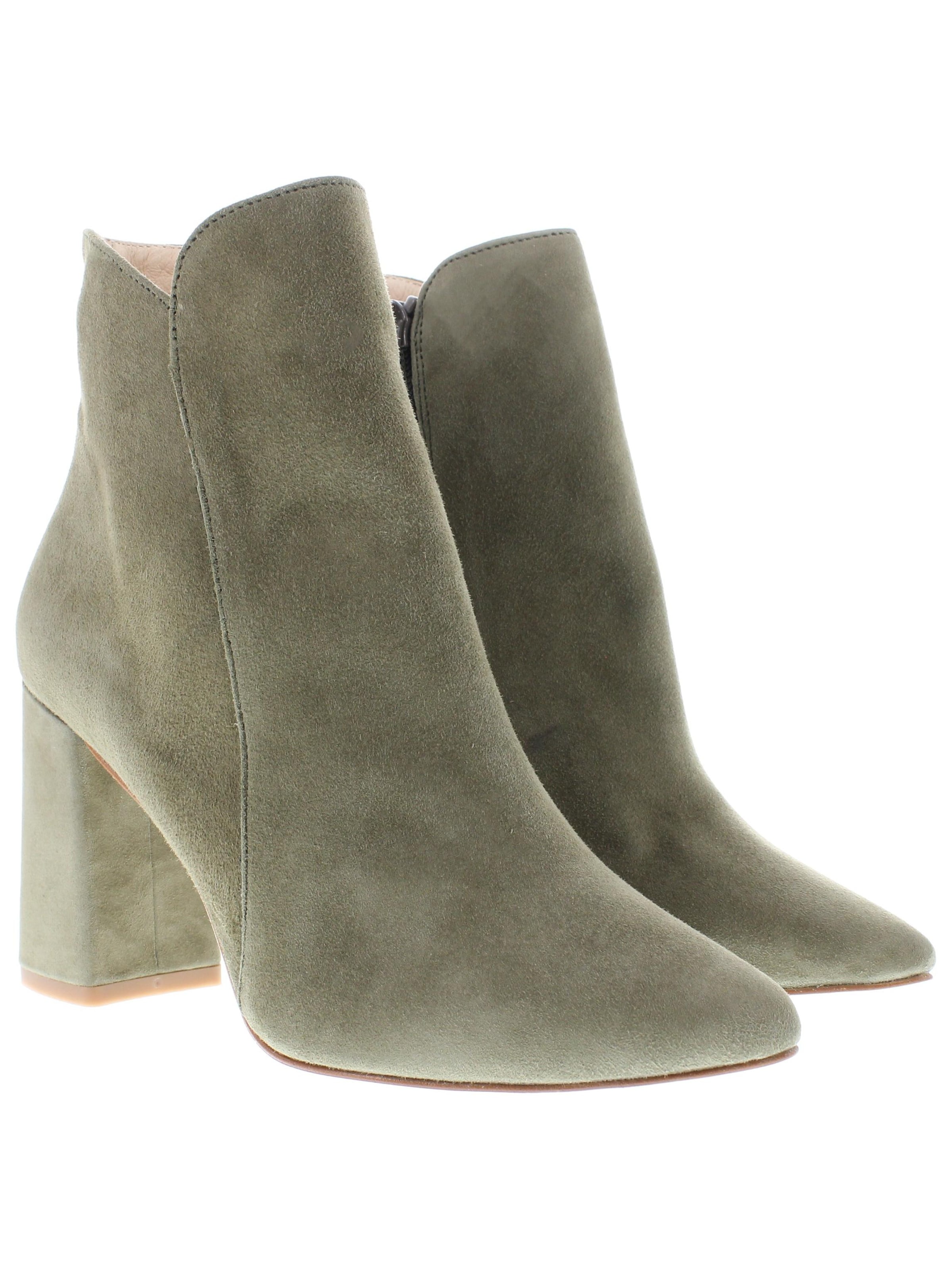 XAVER LUIS Schuhmanufaktur Booties 'VERO - Spitze Stiefelette mit Blockabsatz' in Green