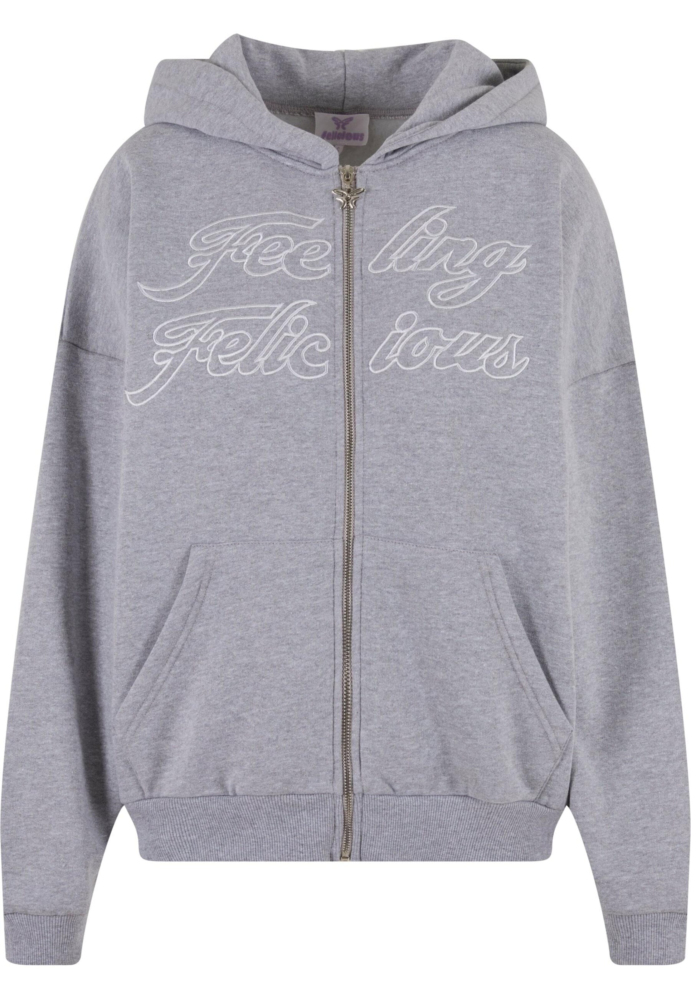 Felicious Sweatjacke in Grau: Vorderseite